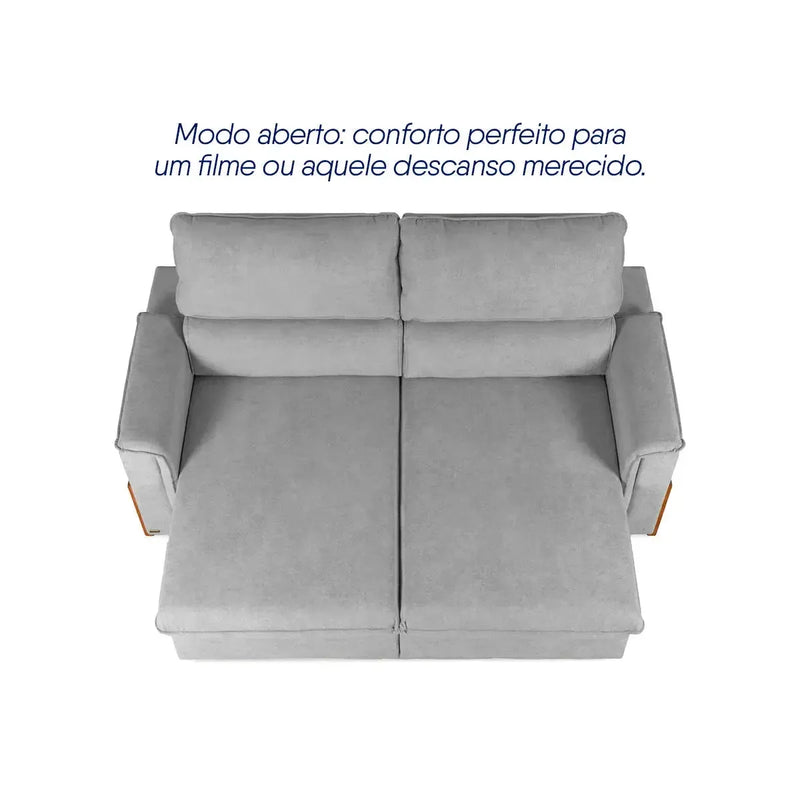 Sofá Retrátil Reclinável Linea 2,50m Cinza Duplo Molejo