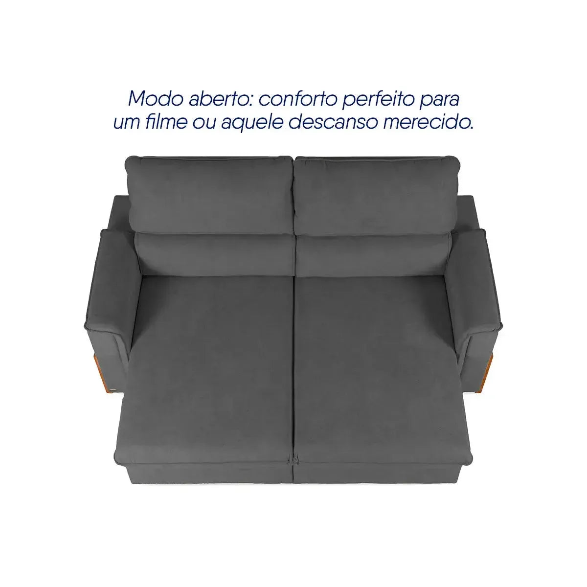 Sofá Retrátil Reclinável Linea 2,50m Grafite Duplo Molejo