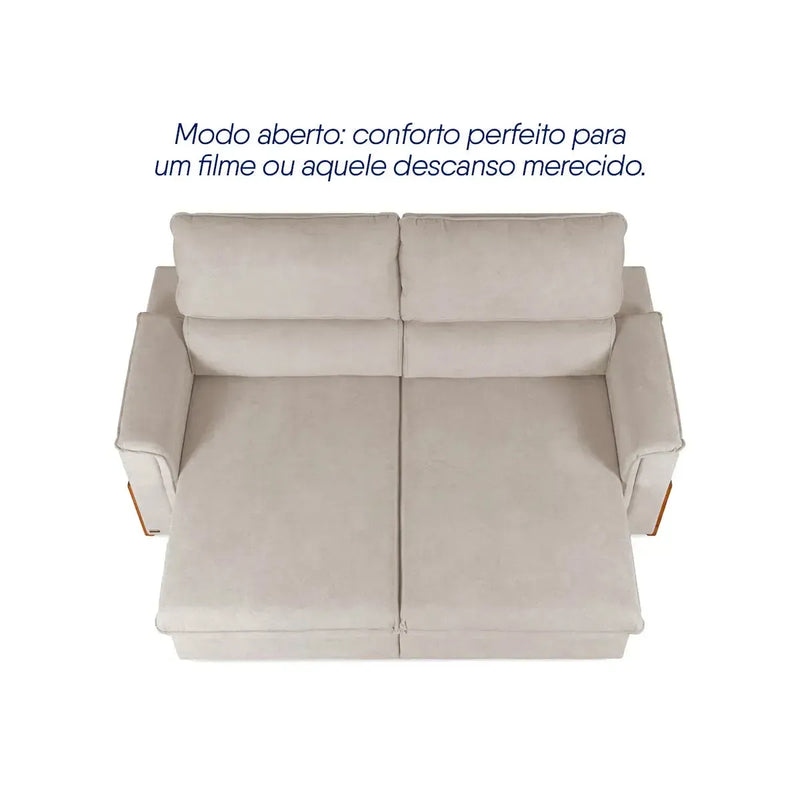 Sofá Retrátil Reclinável Linea 2,70m Bege Duplo Molejo