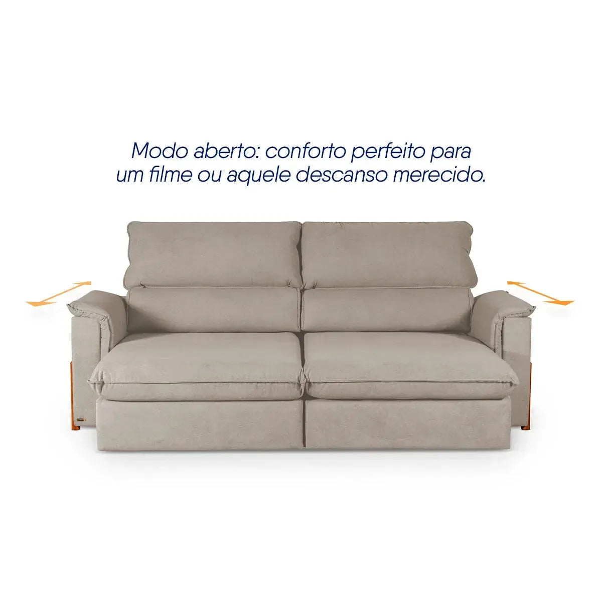 Sofá Retrátil Reclinável Linea 3,00m Bege Duplo Molejo