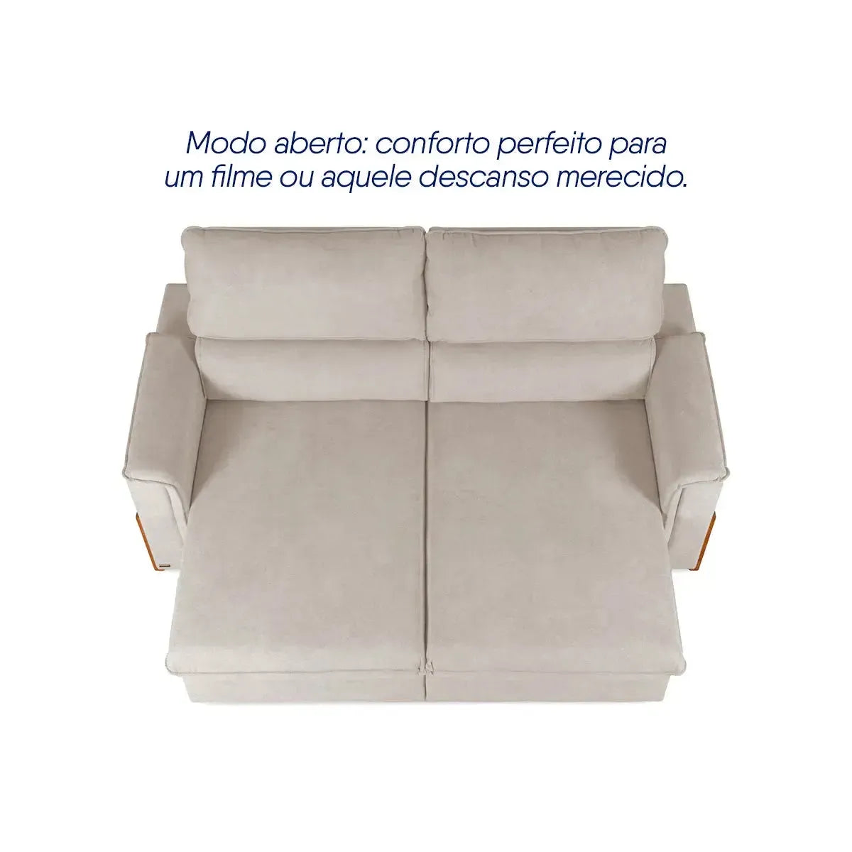 Sofá Retrátil Reclinável Linea 3,00m Bege Duplo Molejo