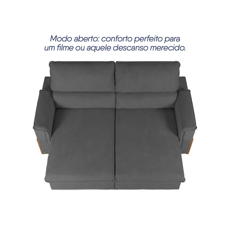 Sofá Retrátil Reclinável Linea 3,00m Grafite Duplo Molejo