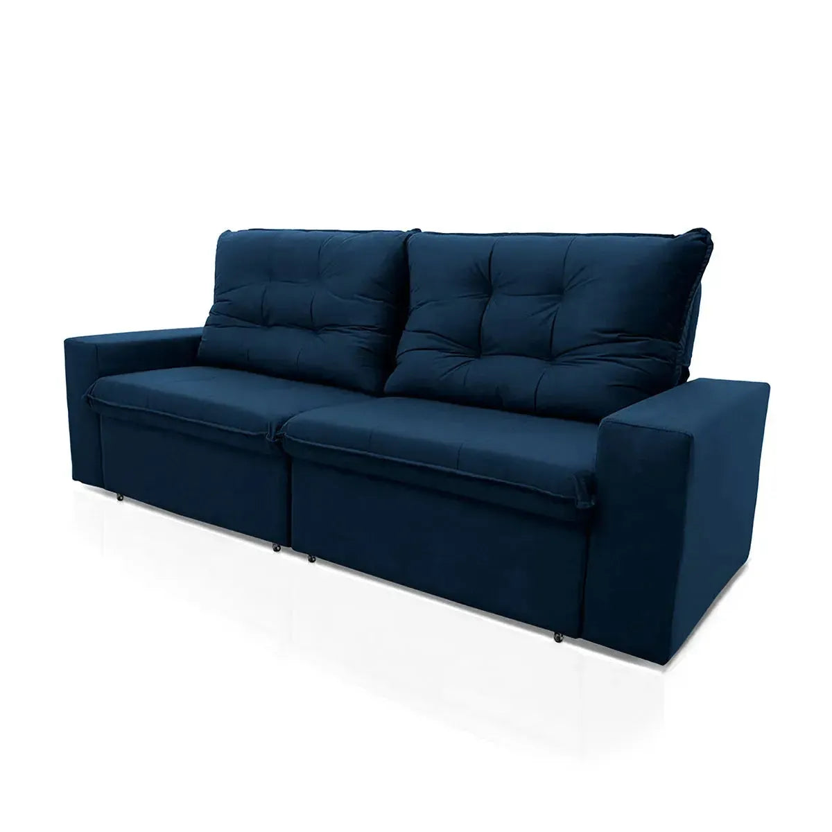 Sofá Retrátil Reclinável Malta 2,00m Suede Velut Azul Molas no Assento