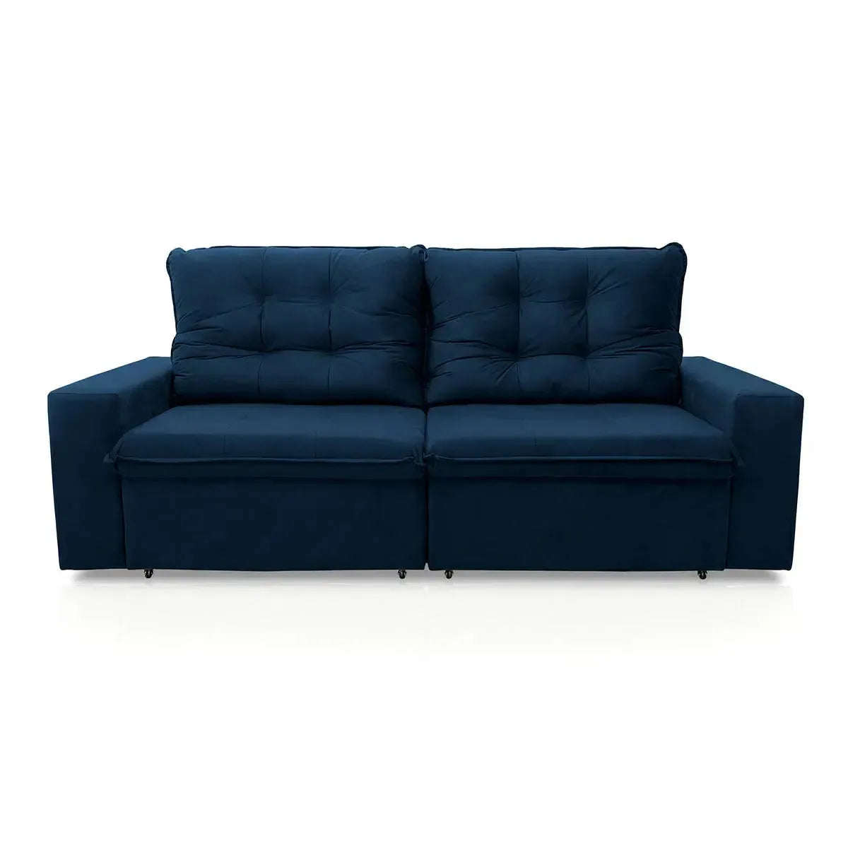 Sofá Retrátil Reclinável Malta 2,00m Suede Velut Azul Molas no Assento