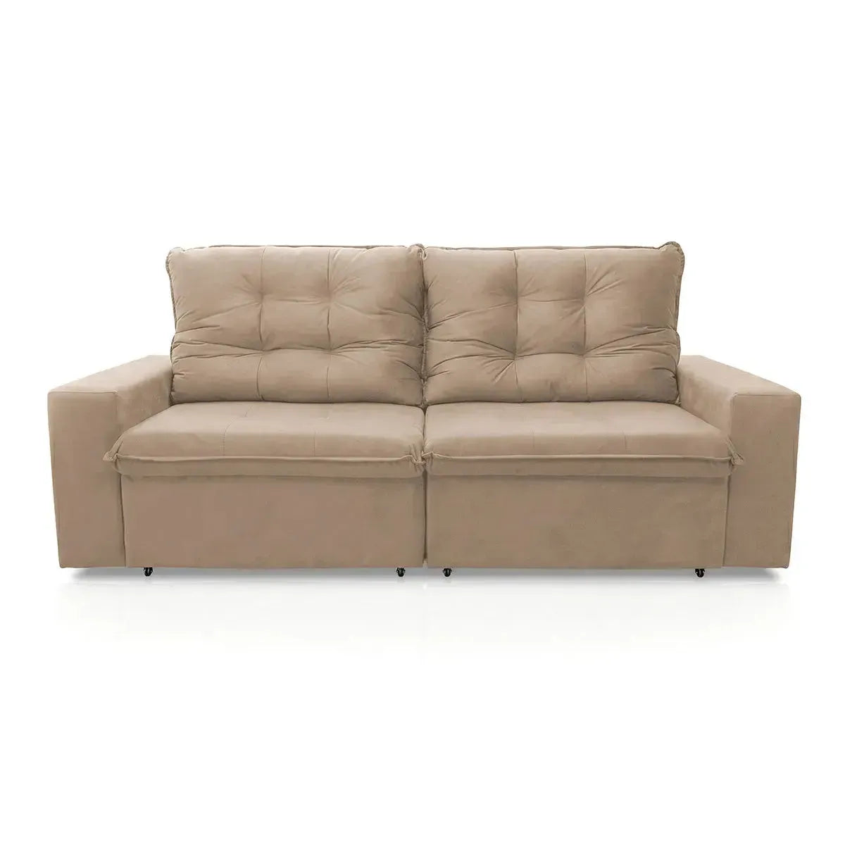 Sofá Retrátil Reclinável Malta 2,00m Suede Velut Bege Molas no Assento