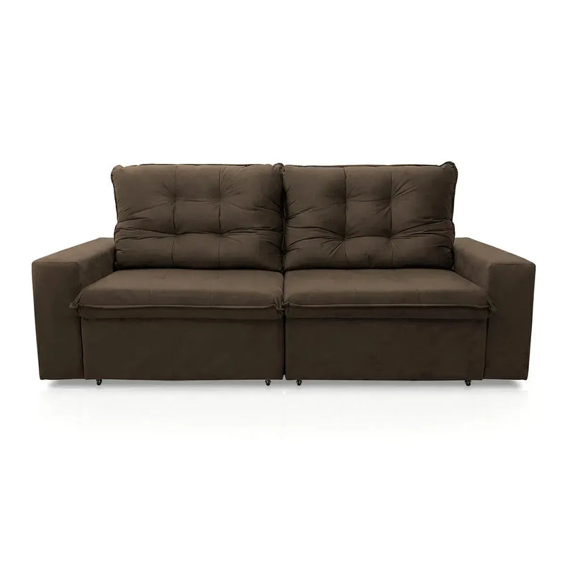 Sofá Retrátil Reclinável Malta 2,00m Suede Velut Marrom Molas no Assento