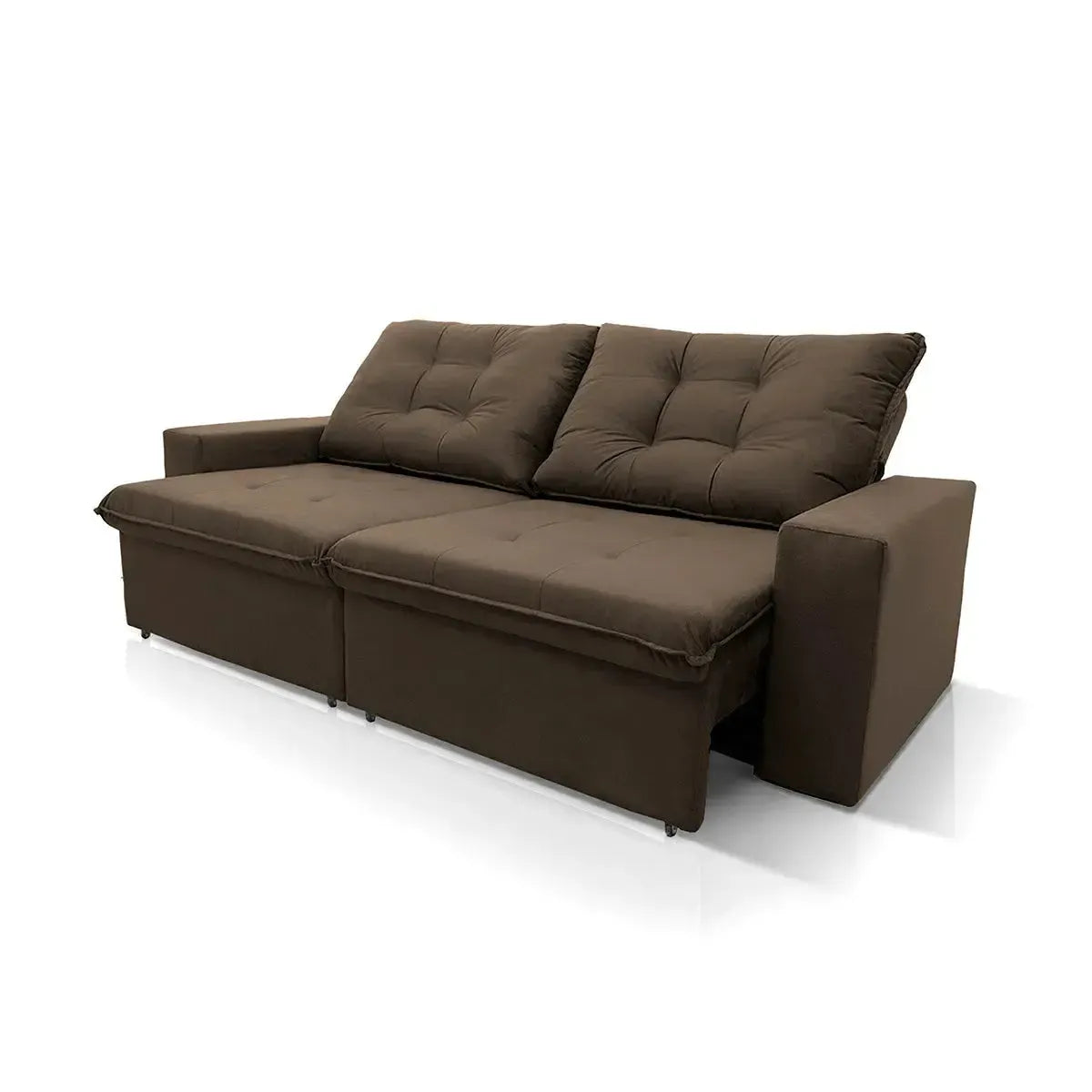 Sofá Retrátil Reclinável Malta 2,00m Suede Velut Marrom Molas no Assento