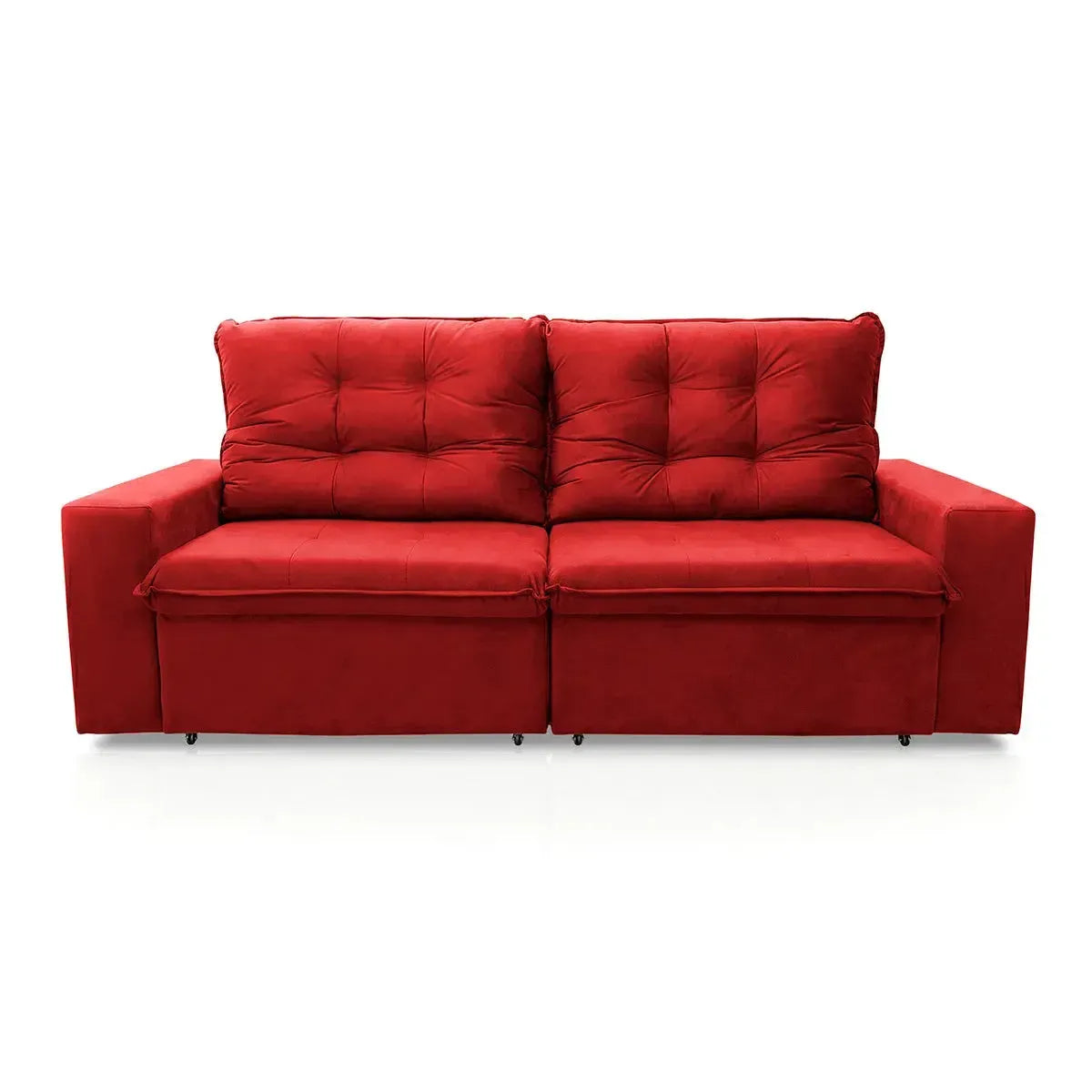 Sofá Retrátil Reclinável Malta 2,00m Suede Velut Vermelho Molas no Assento