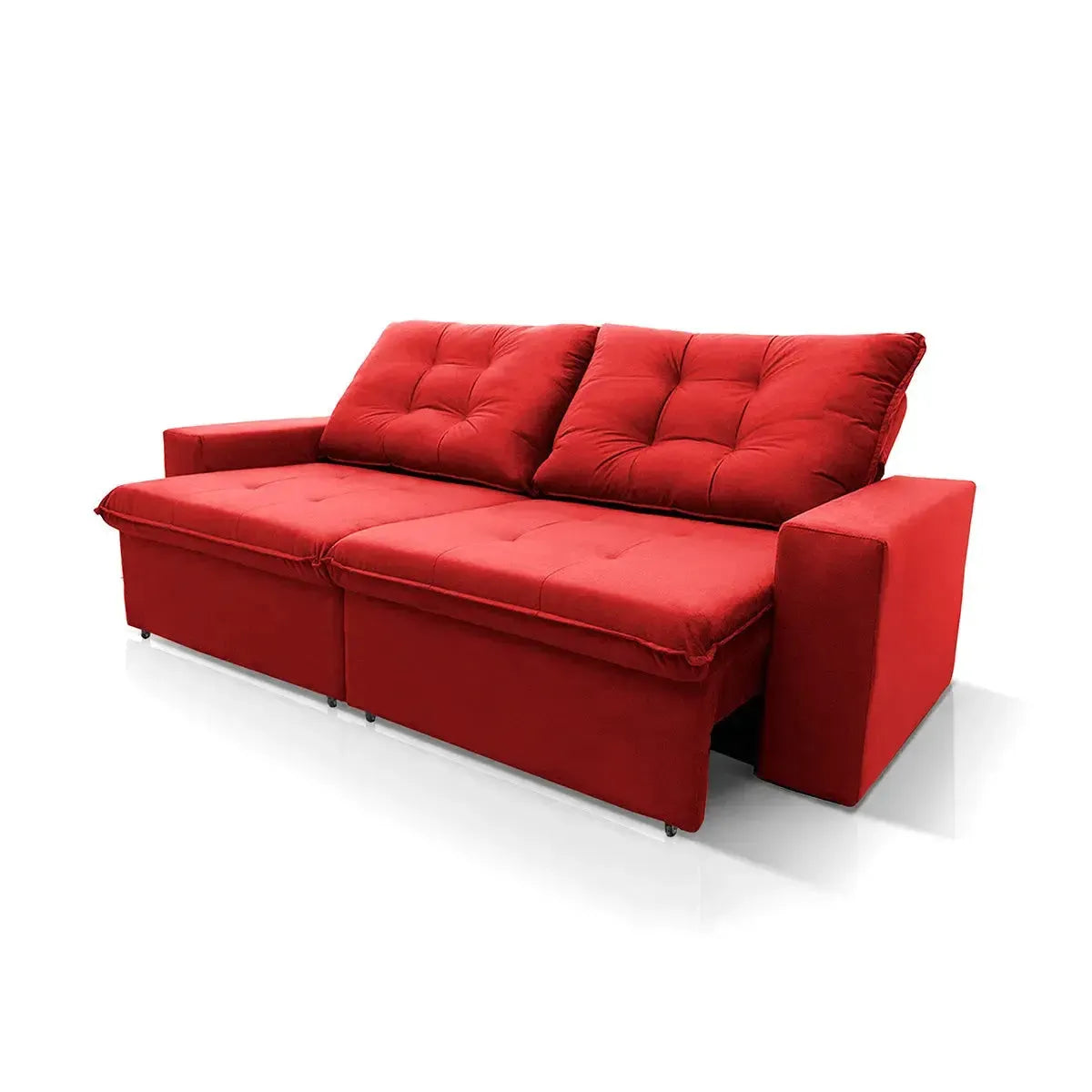 Sofá Retrátil Reclinável Malta 2,00m Suede Velut Vermelho Molas no Assento