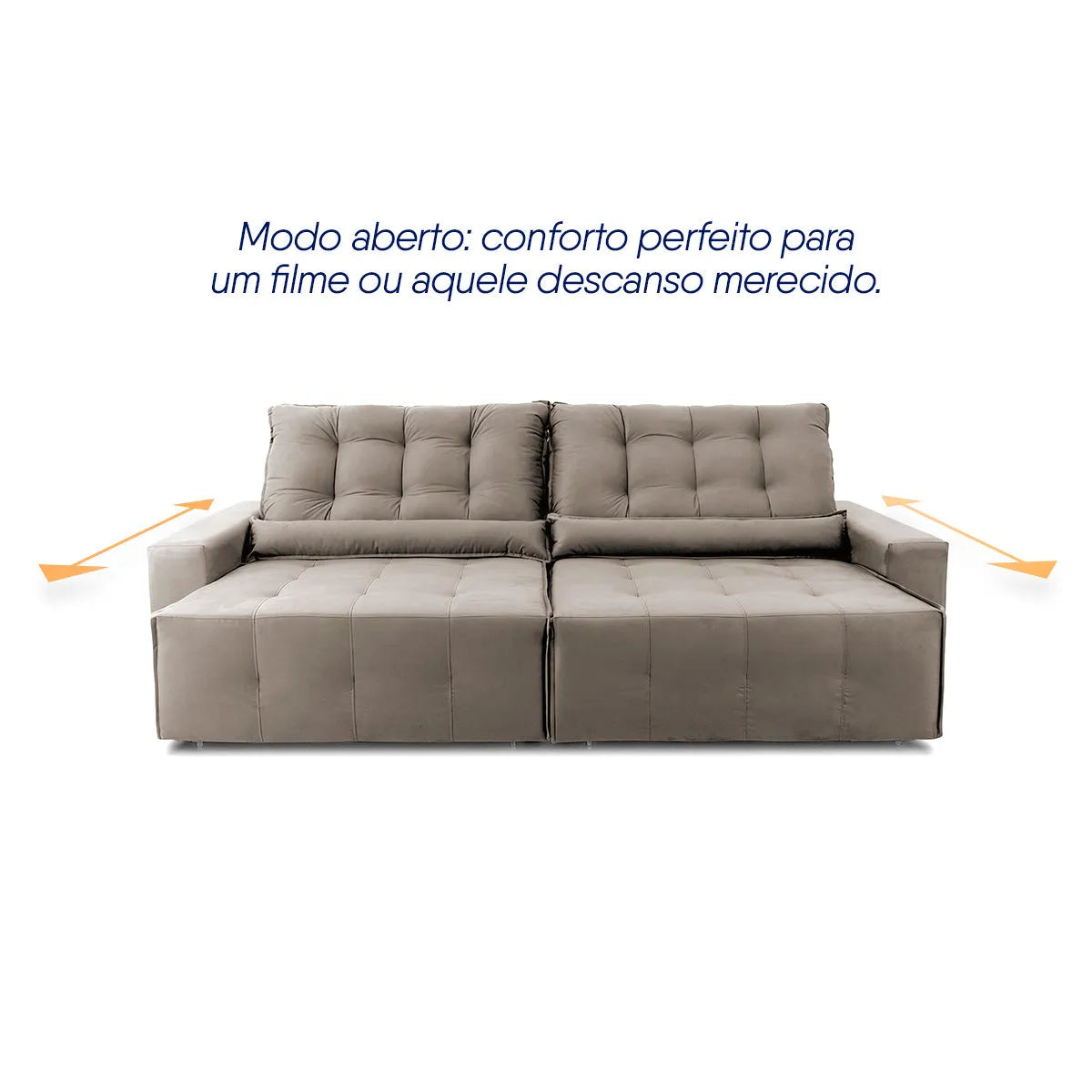 Sofá Retrátil Reclinável Montebello 2,10m Suede Velut Tabaco Molas no Assento