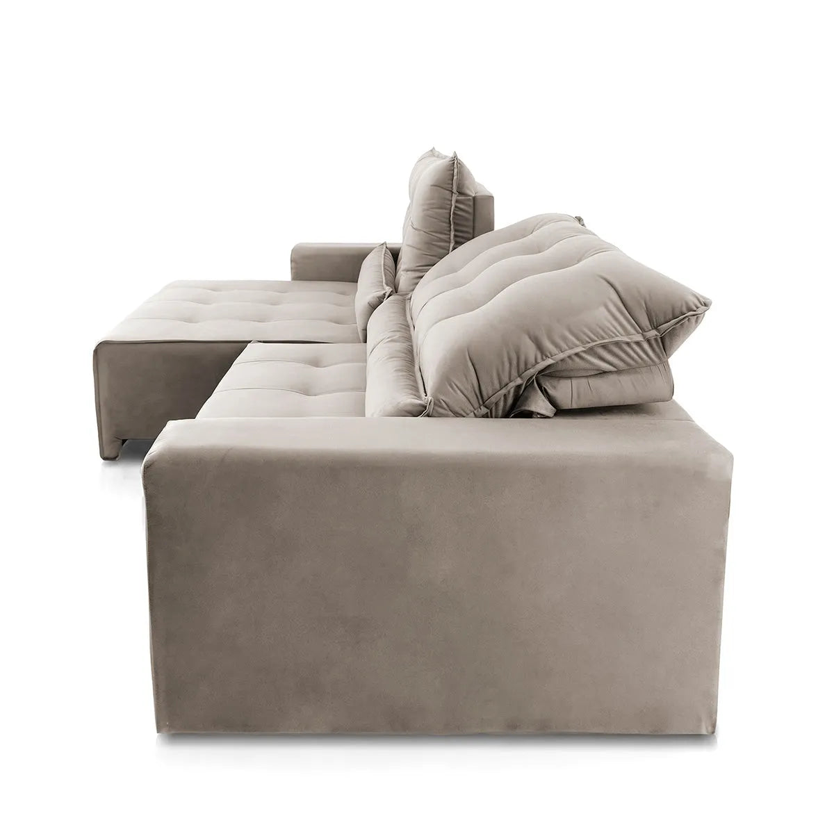 Sofá Retrátil Reclinável Montebello 2,50m Suede Velut Tabaco Molas no Assento