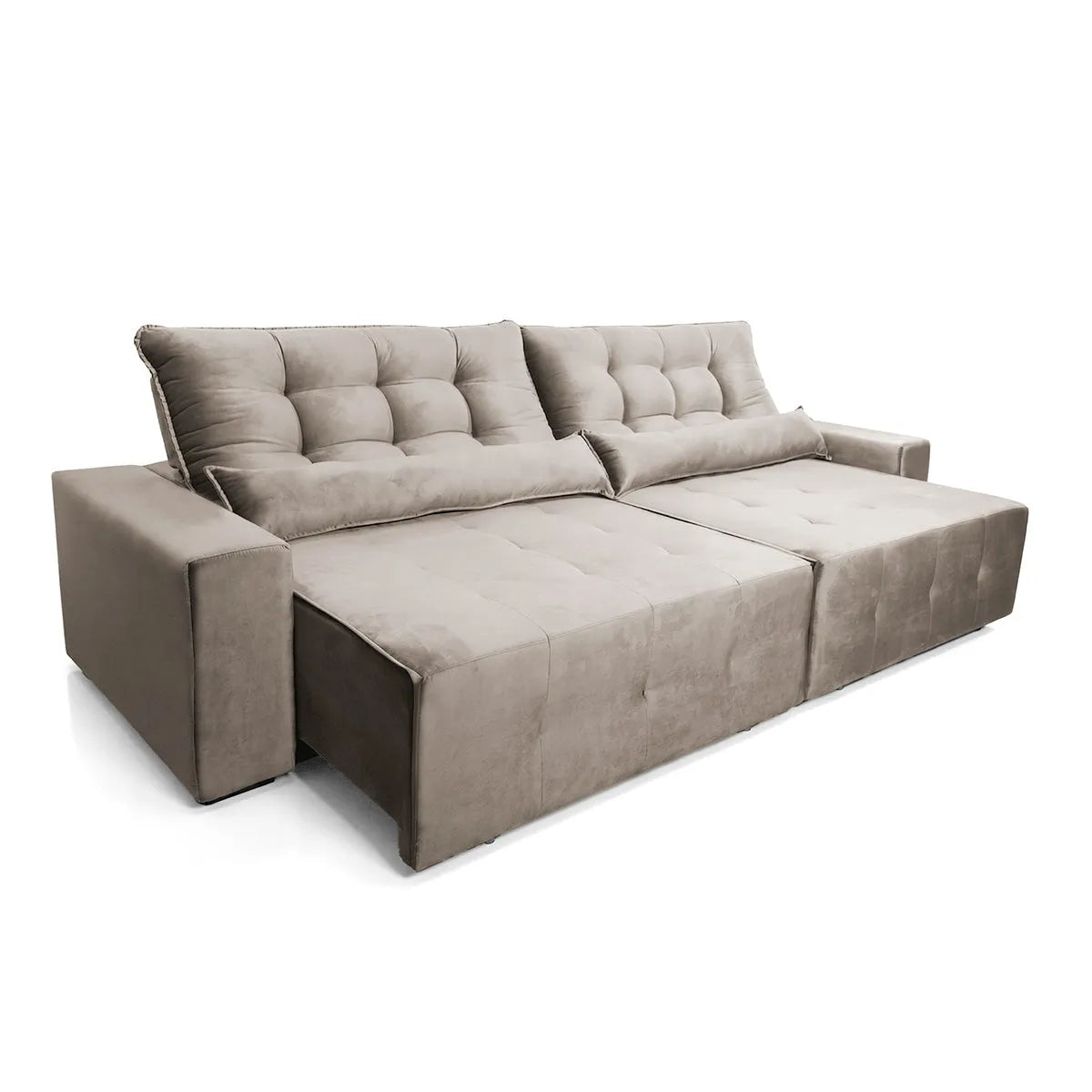 Sofá Retrátil Reclinável Montebello 2,50m Suede Velut Tabaco Molas no Assento
