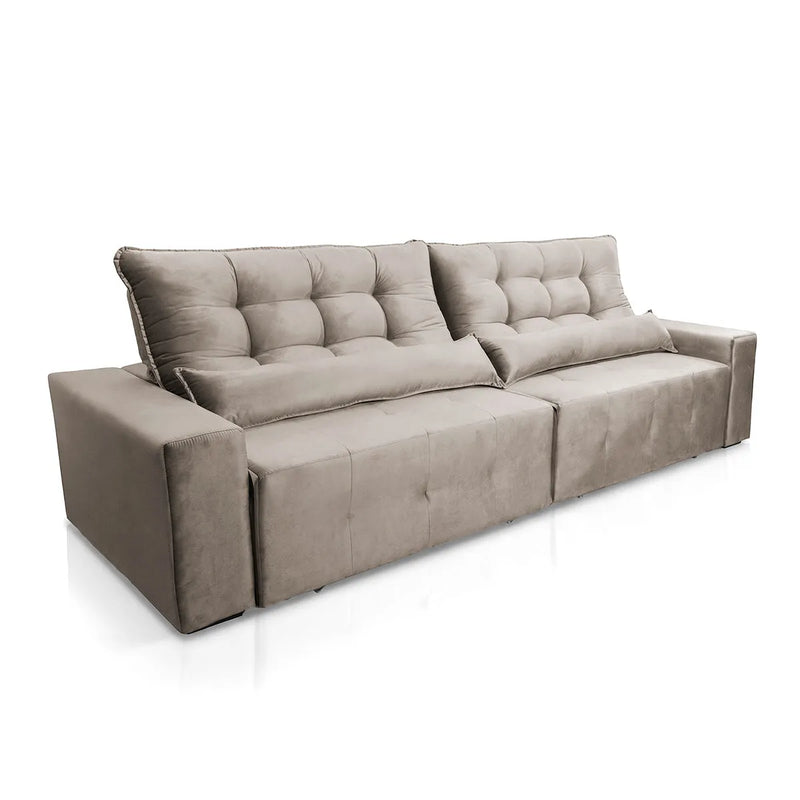 Sofá Retrátil Reclinável Montebello 2,70m Suede Velut Tabaco Molas no Assento