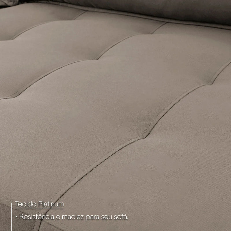 Sofá Retrátil Reclinável Montebello 2,70m Suede Velut Tabaco Molas no Assento