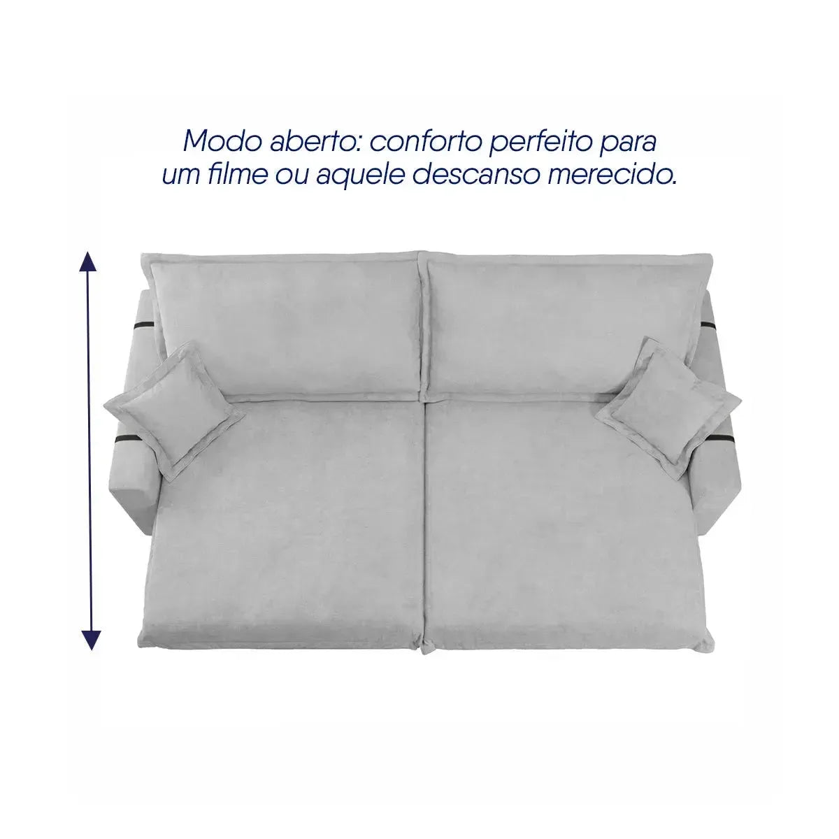 Sofá Retrátil Reclinável Nairobi 2,18m Cinza Bouclê