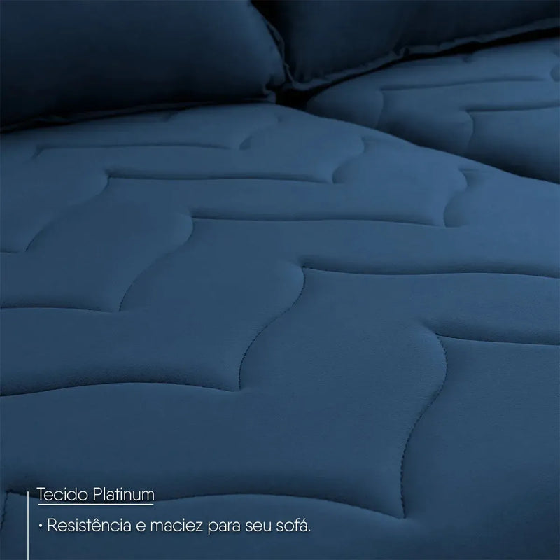 Sofá Retrátil Reclinável Paris 1,80m Suede Velut Azul Molas Ensacadas