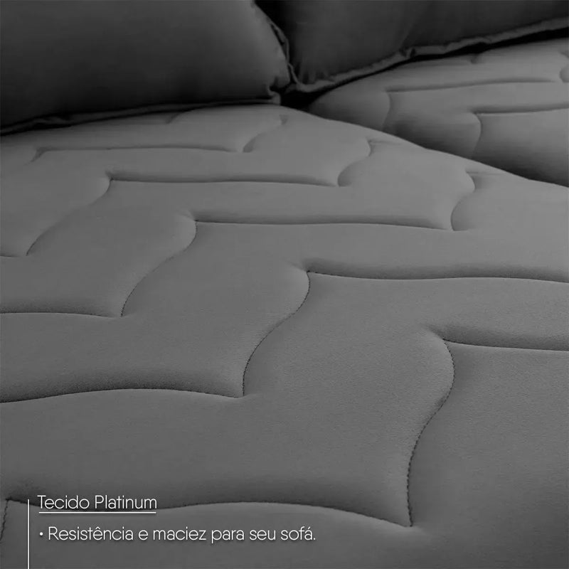 Sofá Retrátil Reclinável Paris 1,80m Suede Velut Cinza Molas no Assento
