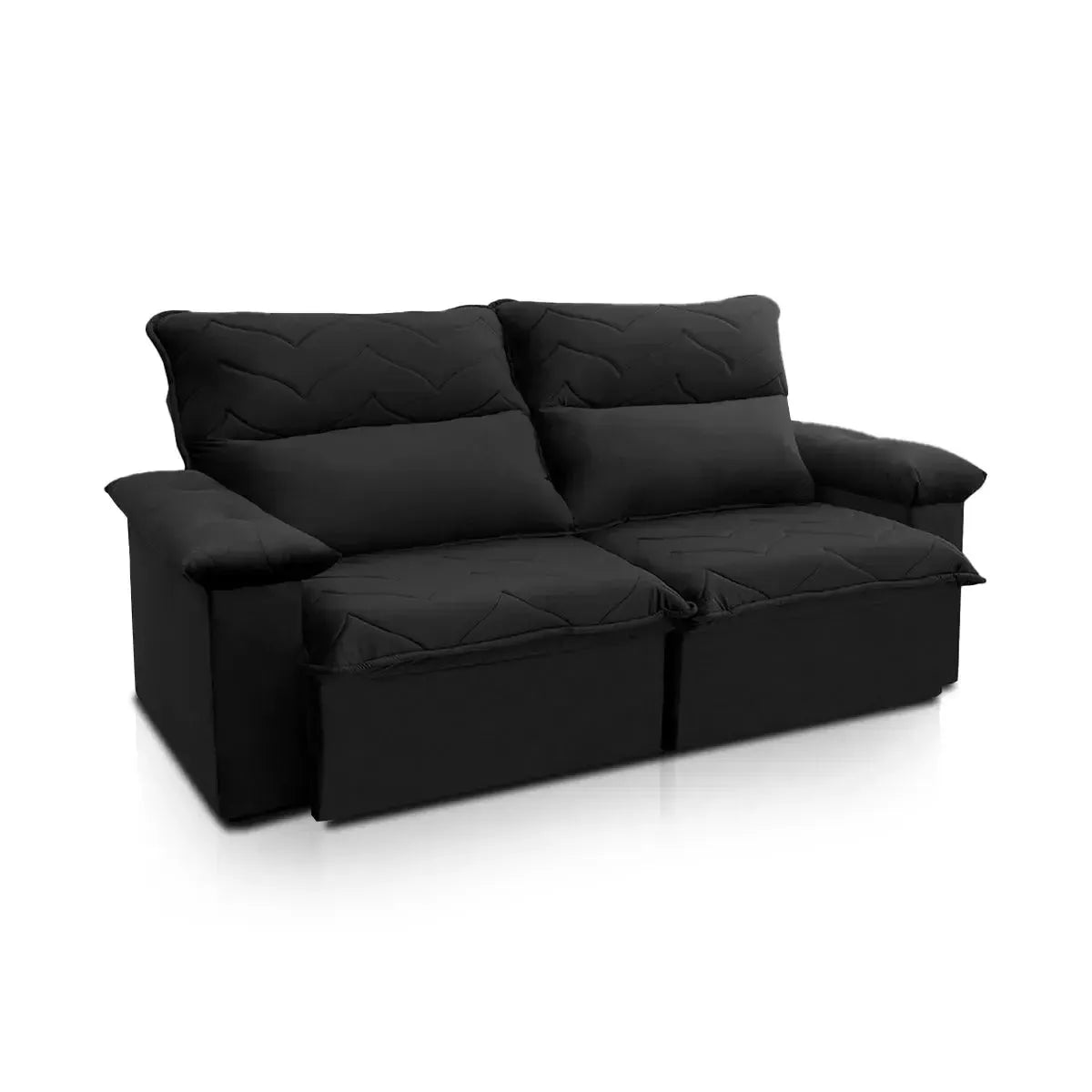 Sofá Retrátil Reclinável Paris 1,80m Suede Velut Preto Molas no Assento