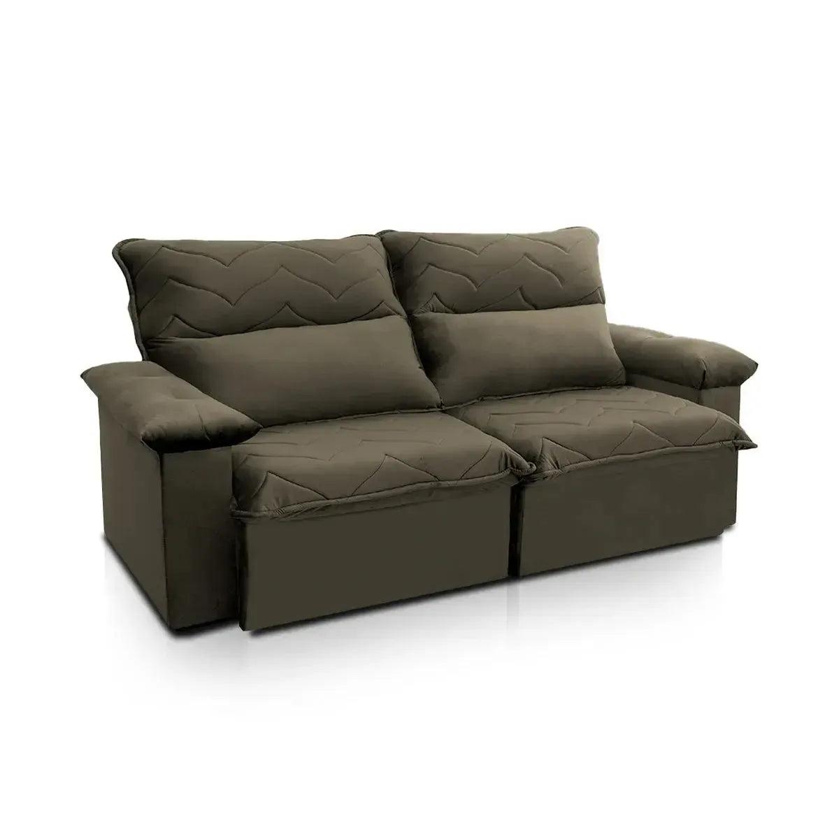 Sofá Retrátil Reclinável Paris 1,80m Suede Velut Tabaco Molas Ensacadas
