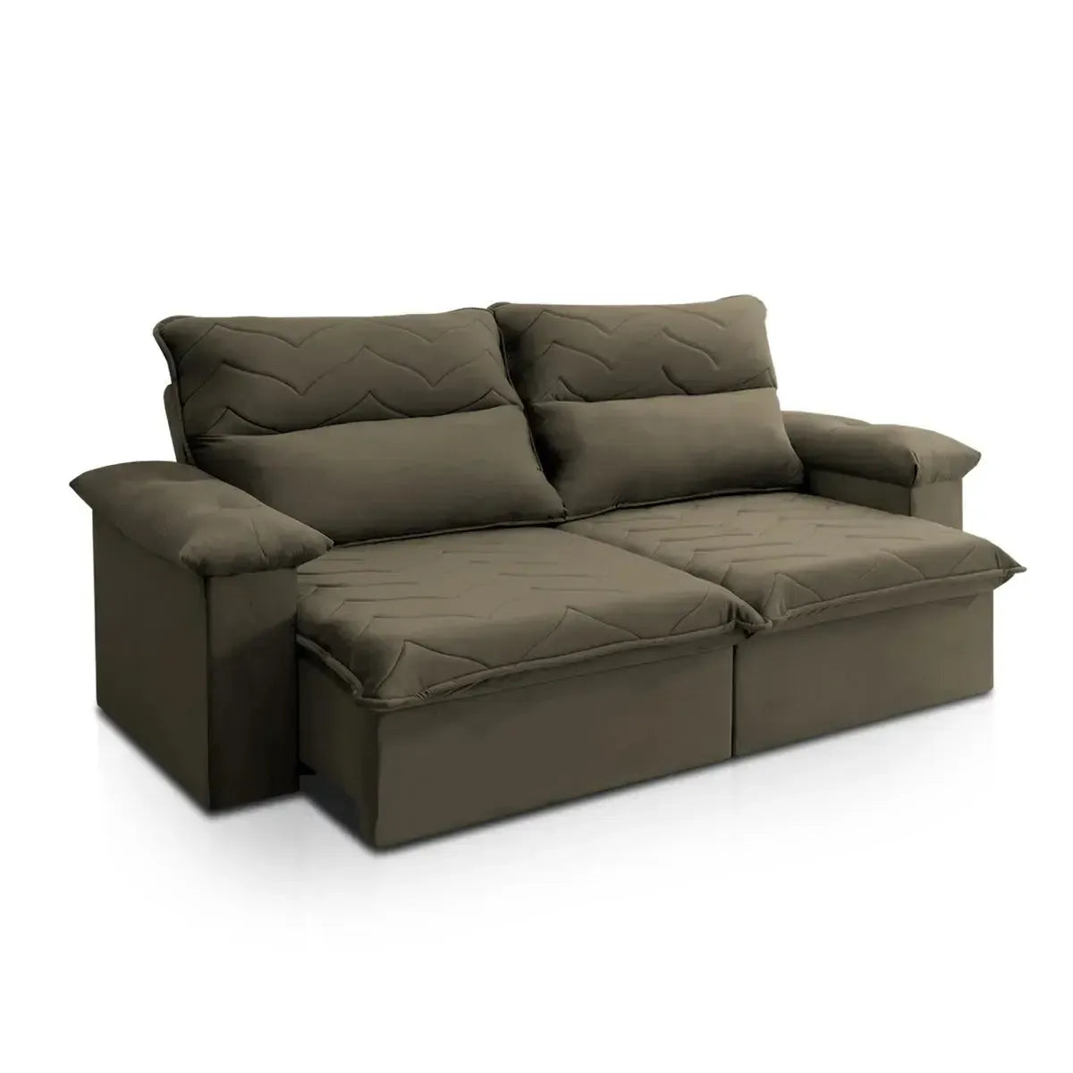 Sofá Retrátil Reclinável Paris 1,80m Suede Velut Tabaco Molas no Assento