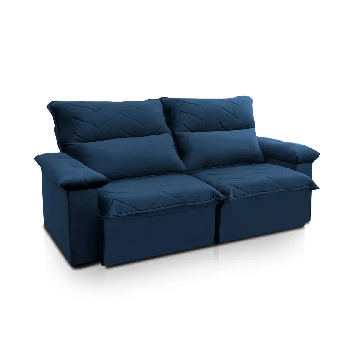 Sofá Retrátil Reclinável Paris 2,00m Suede Velut Azul Marinho Molas no Assento