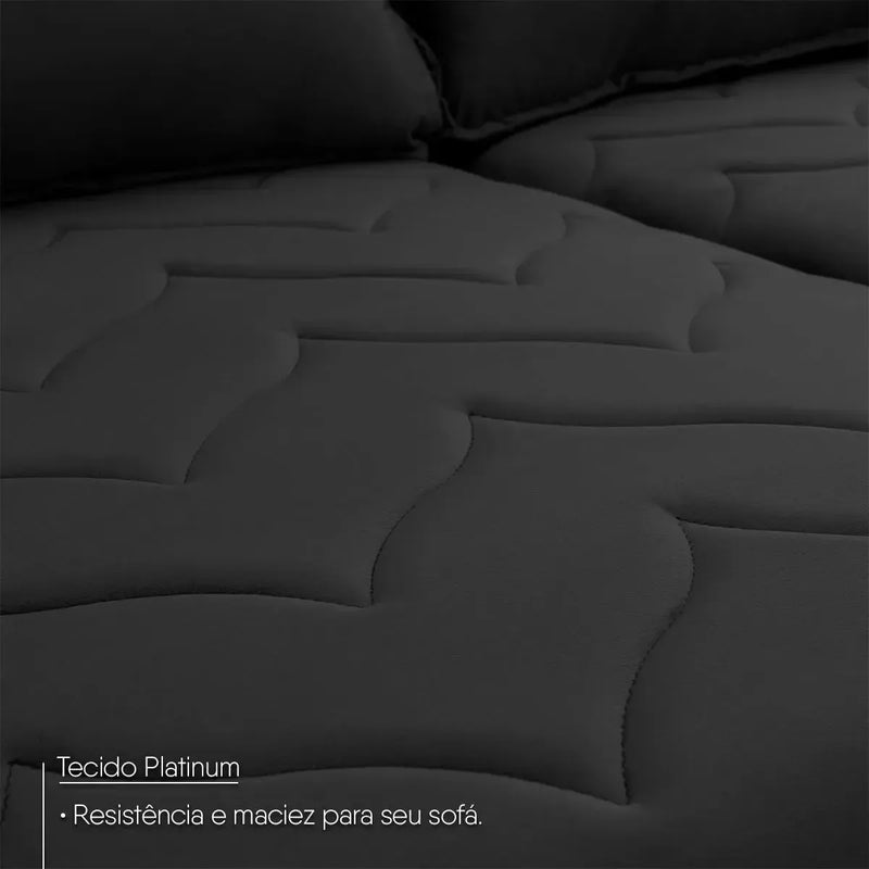 Sofá Retrátil Reclinável Paris 2,00m Suede Velut Preto Molas no Assento