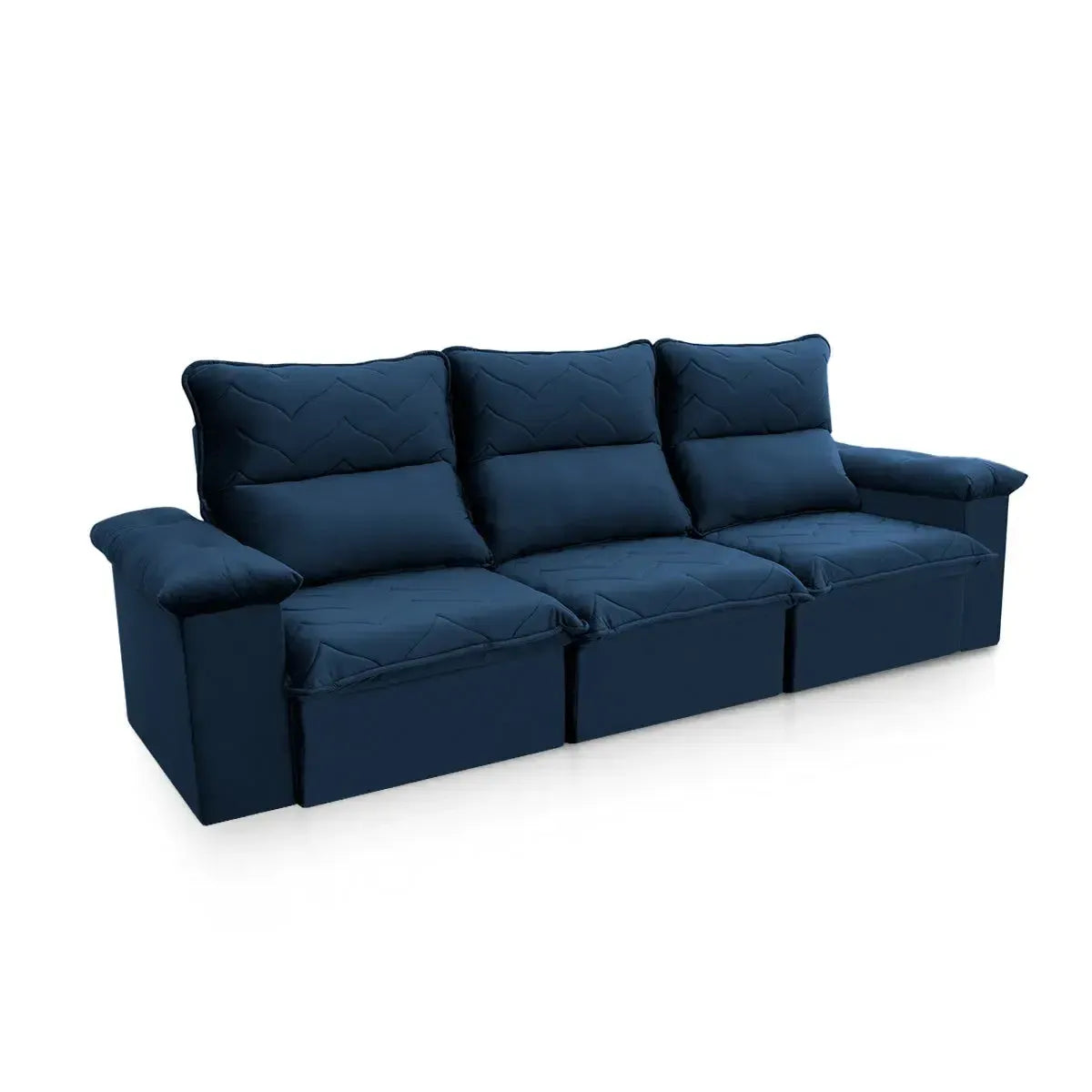 Sofá Retrátil Reclinável Paris 2,30m Suede Velut Azul Molas Ensacadas