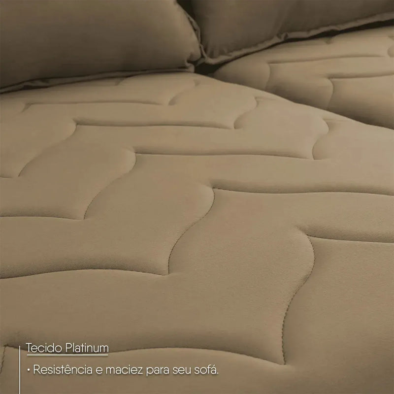 Sofá Retrátil Reclinável Paris 2,30m Suede Velut Bege Molas Ensacadas
