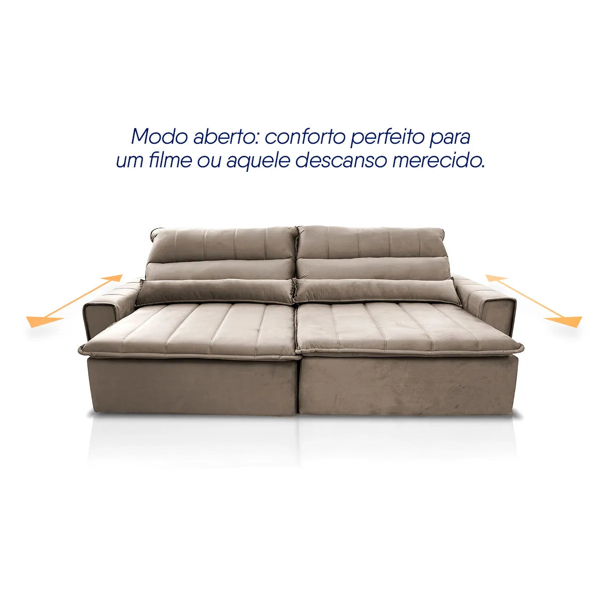 Sofá Retrátil Reclinável Patagônia 2,10m Suede Velut Tabaco Molas no Assento