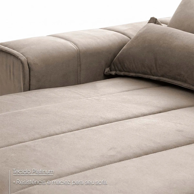 Sofá Retrátil Reclinável Patagônia 2,30m Suede Velut Tabaco Molas no Assento