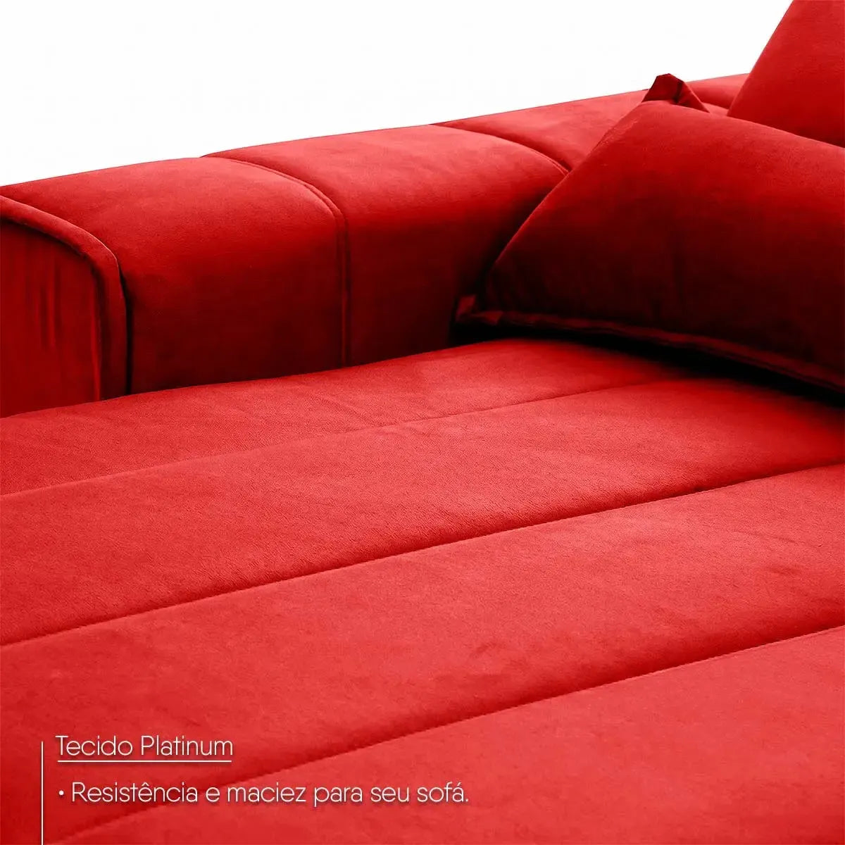 Sofá Patagônia retrátil reclinável vermelho em Suede Velut com molas no assento.