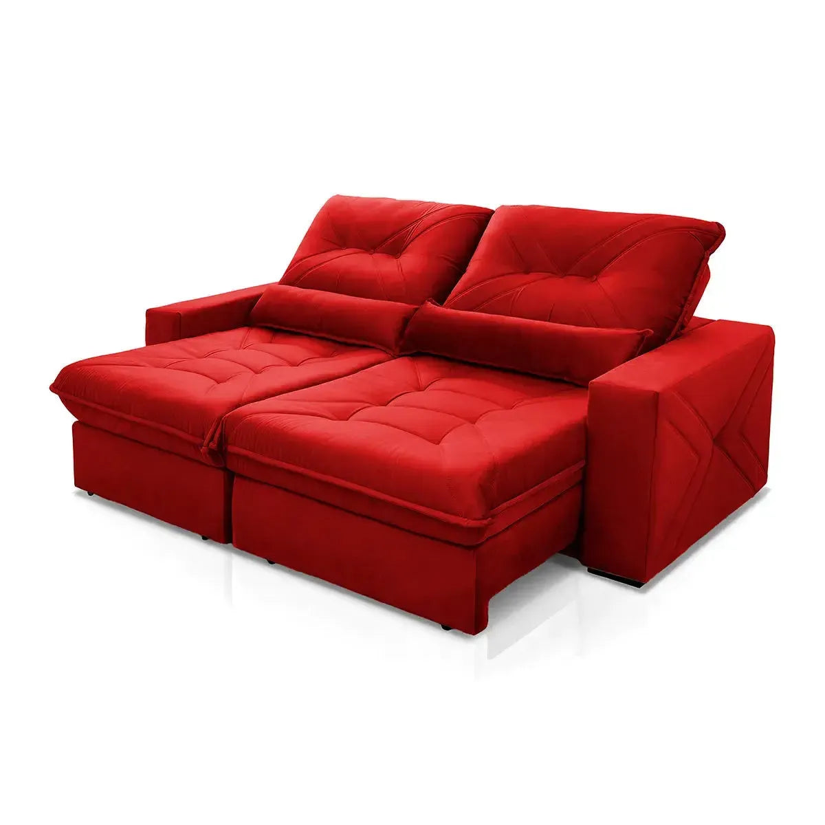 Sofá Retrátil Reclinável Sevilha 2,30m Suede Velut Vermelho Molas Ensacadas