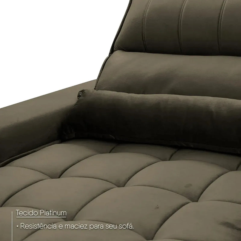 Sofá Retrátil Reclinável Supremo 2,10m Suede Velut Tabaco Molas no Assento