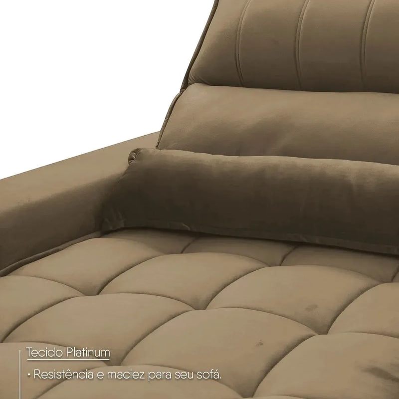 Sofá Retrátil Reclinável Supremo 2,30m Suede Velut Bege Molas no Assento