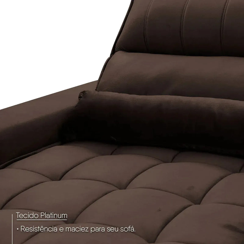 Sofá Retrátil Reclinável Supremo 2,30m Suede Velut Marrom Molas no Assento