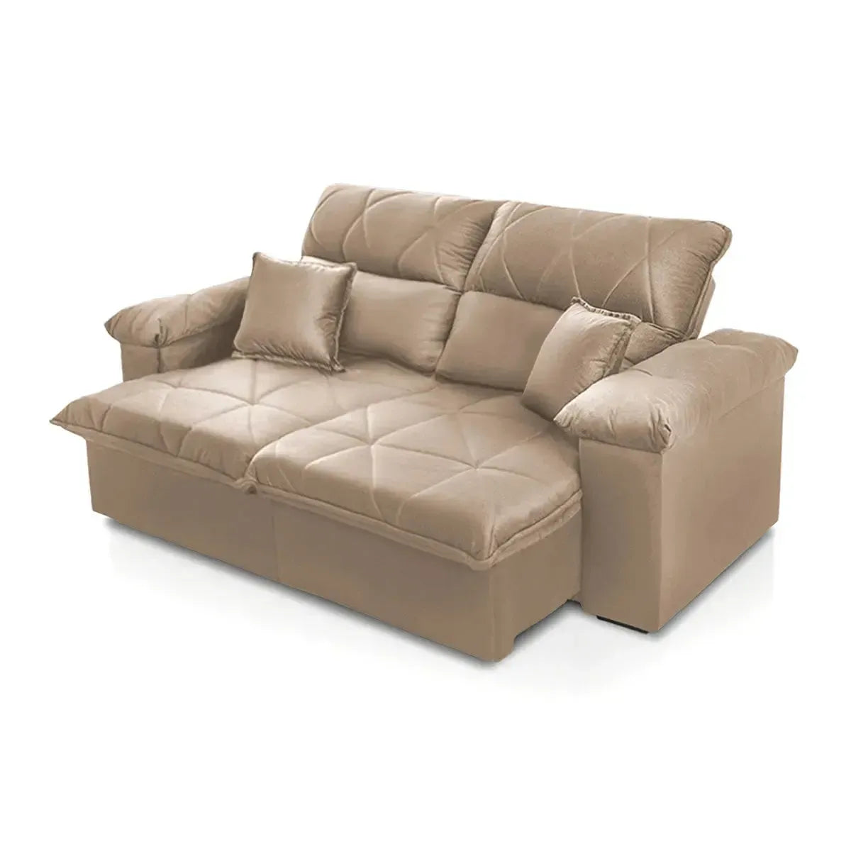 Sofá Retrátil Reclinável Trento 1,50m Suede Velut Bege Molas no Assento
