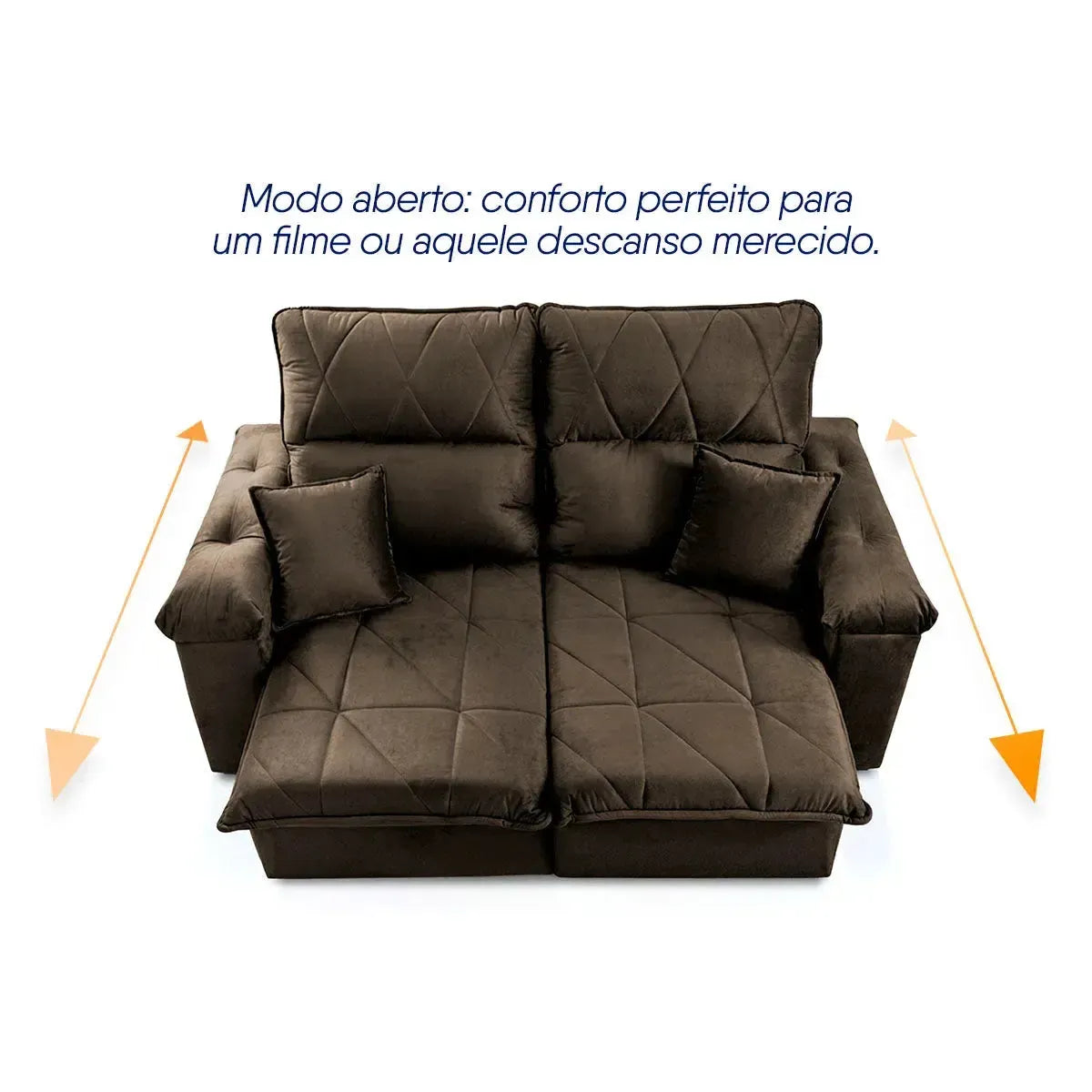 Sofá Retrátil Reclinável Trento 1,50m Suede Velut Marrom Molas no Assento