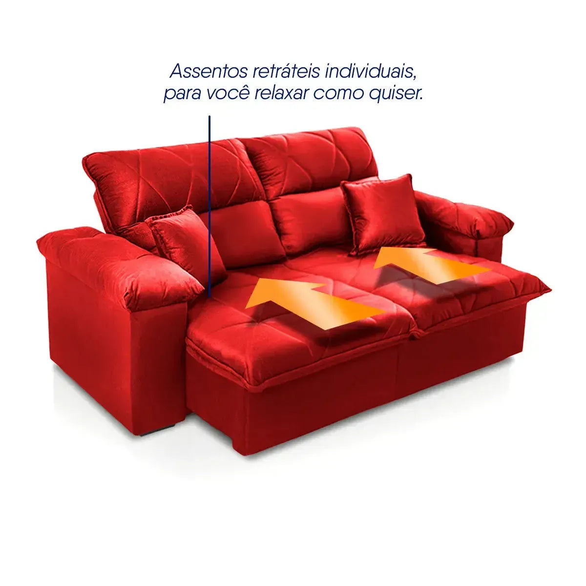 Sofá Retrátil Reclinável Trento 1,50m Suede Velut Vermelho Molas no Assento