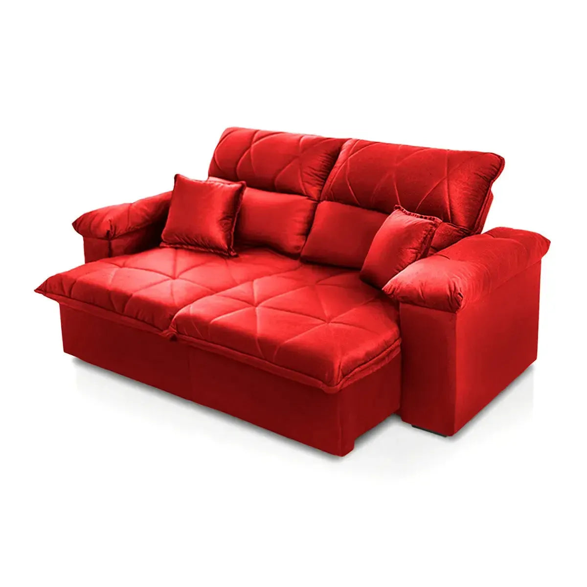 Sofá Retrátil Reclinável Trento 1,50m Suede Velut Vermelho Molas no Assento