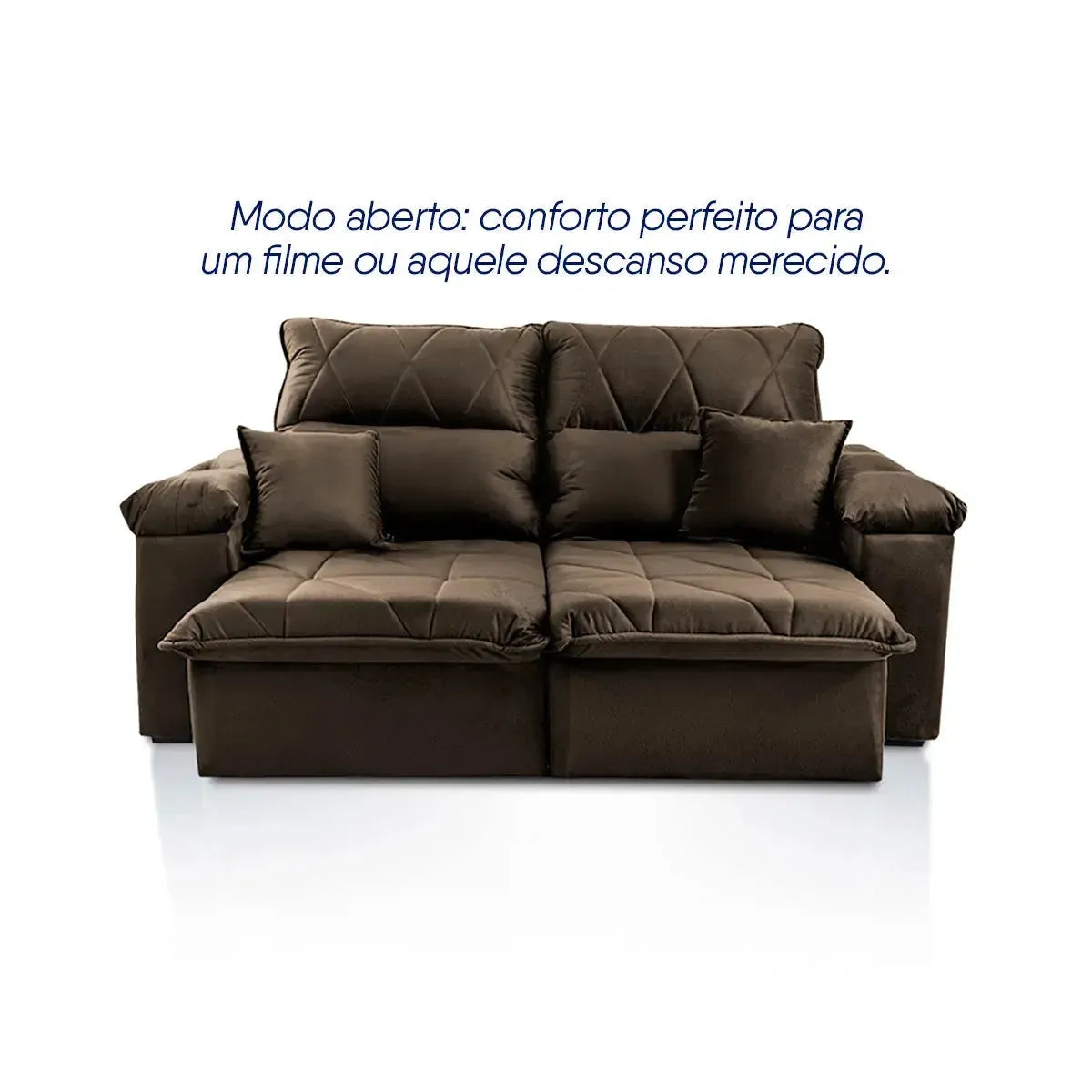 Sofá Retrátil Reclinável Trento 2,00m Suede Velut Marrom Molas no Assento