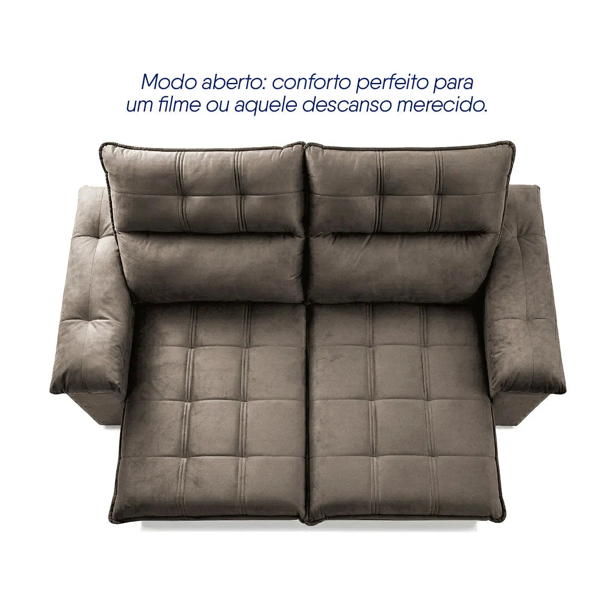 Sofá Retrátil Reclinável Verona 1,80m Suede Velut Tabaco Molas Ensacadas