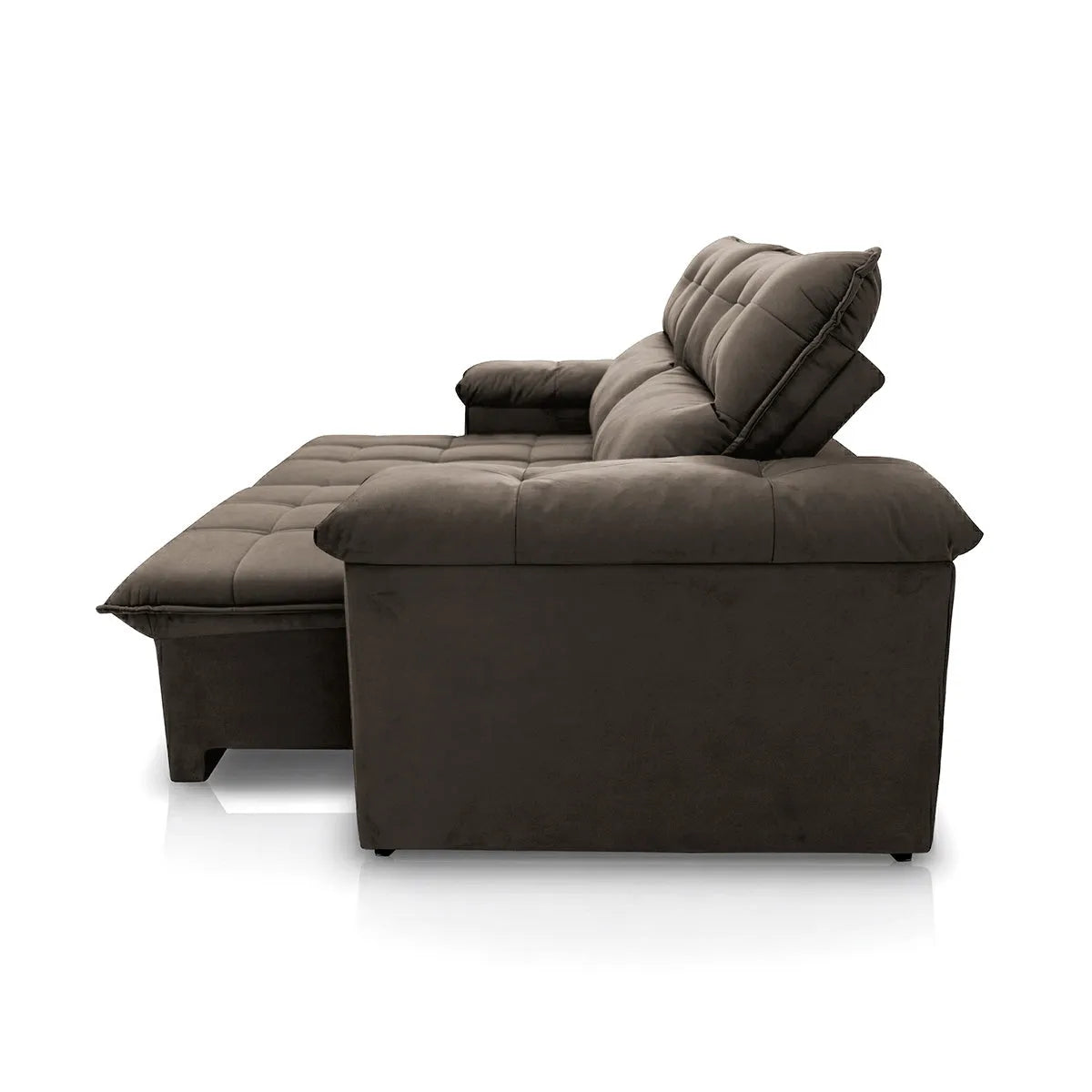 Sofá Retrátil Reclinável Verona 2,00m Suede Velut Tabaco Molas Ensacadas