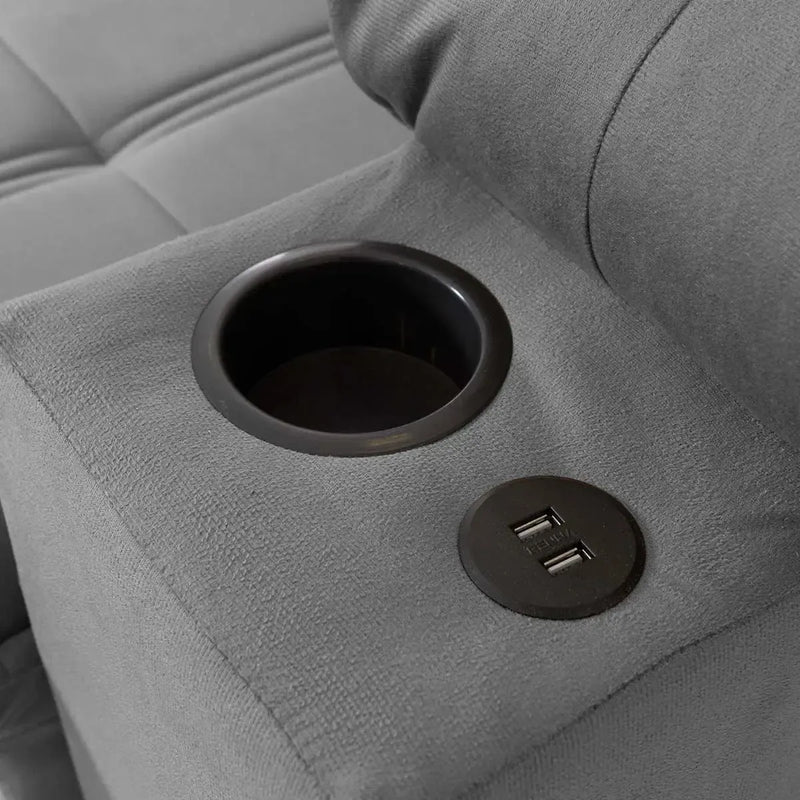 Sofá Retrátil Reclinável Verona USB e Porta Copo 2,30m Cinza