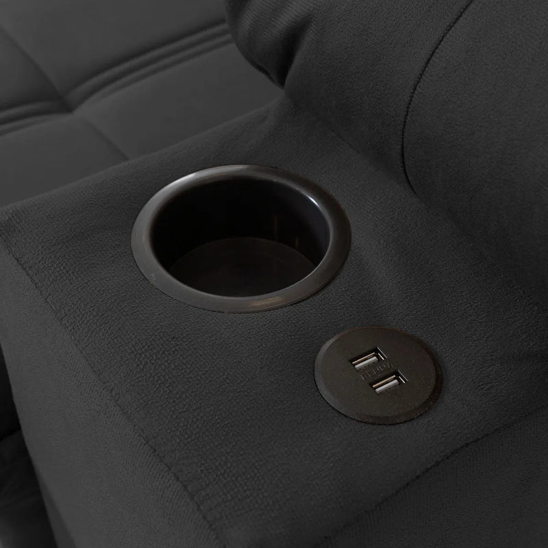 Sofá Retrátil Reclinável Verona USB e Porta Copo 2,30m Tabaco