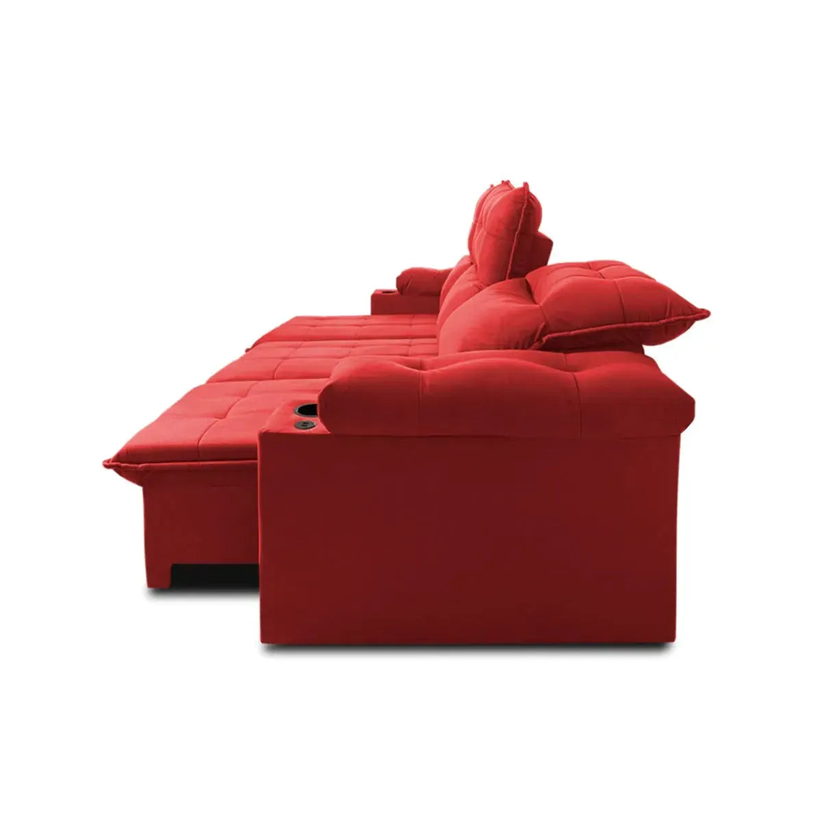 Sofá Retrátil Reclinável Verona USB e Porta Copo 2,30m Vermelho