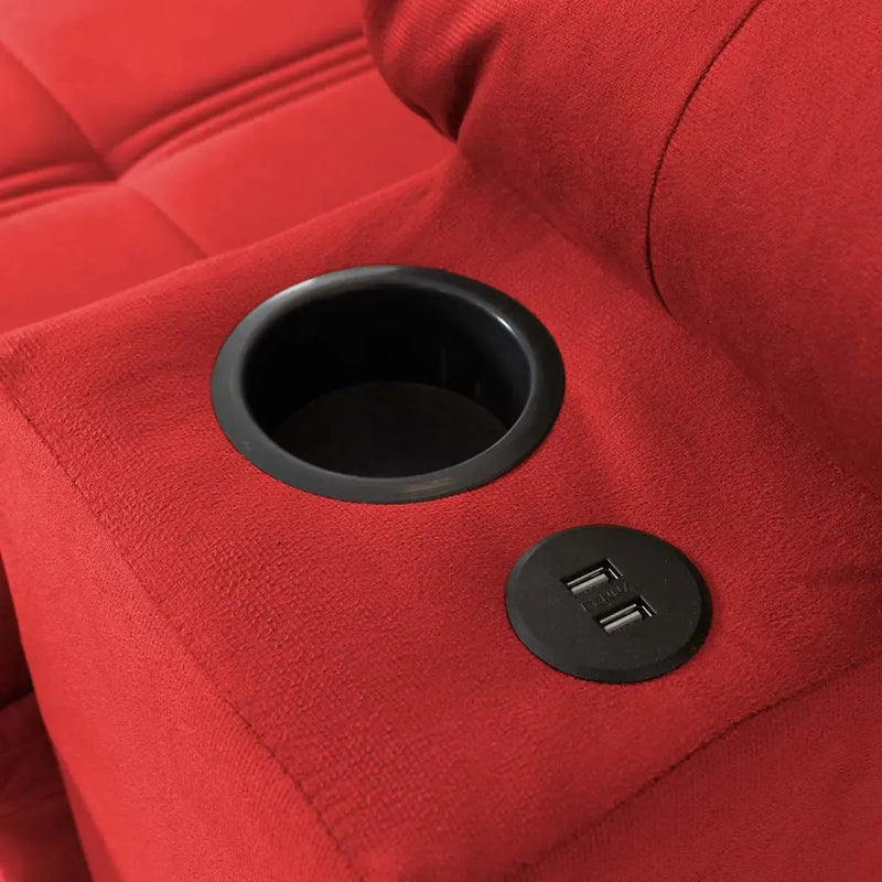Sofá Retrátil Reclinável Verona USB e Porta Copo 2,30m Vermelho