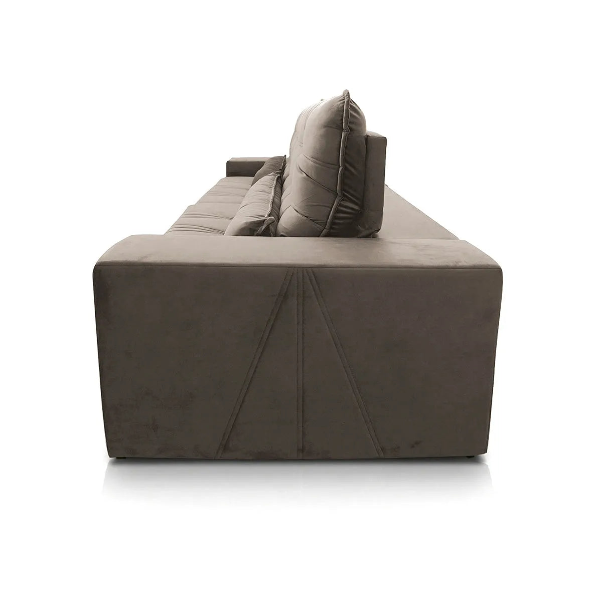 Sofá Retrátil Reclinável Zurique 2,10m Suede Velut Tabaco Molas no Assento