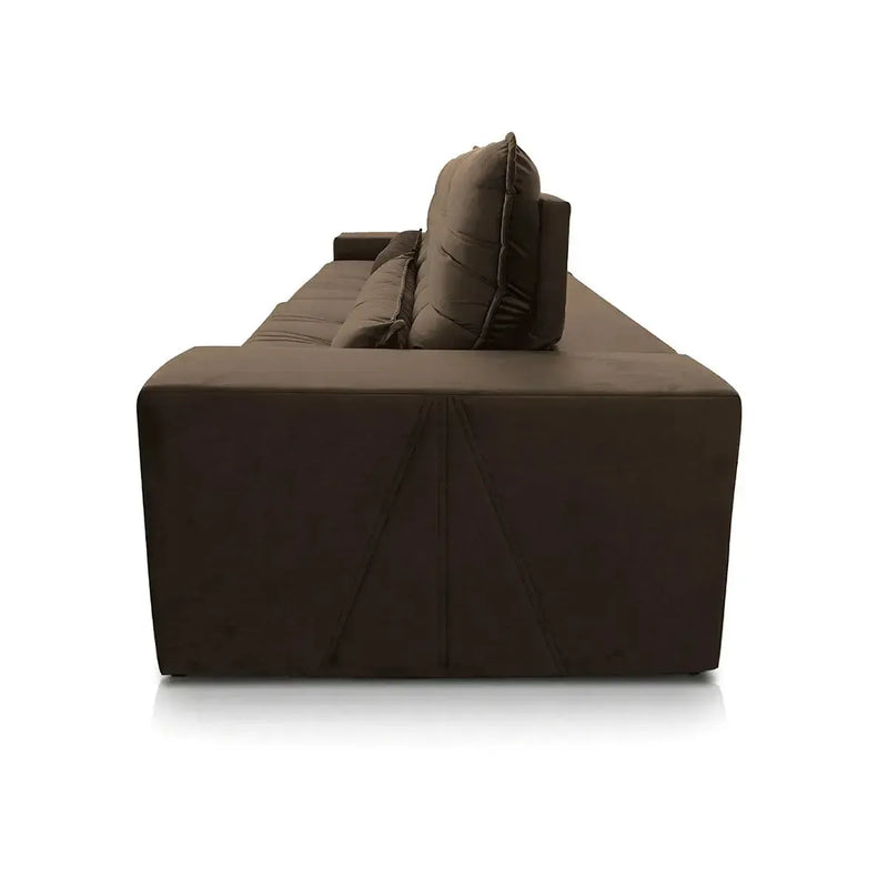 Sofá Retrátil Reclinável Zurique 2,30m Suede Velut Marrom Molas no Assento