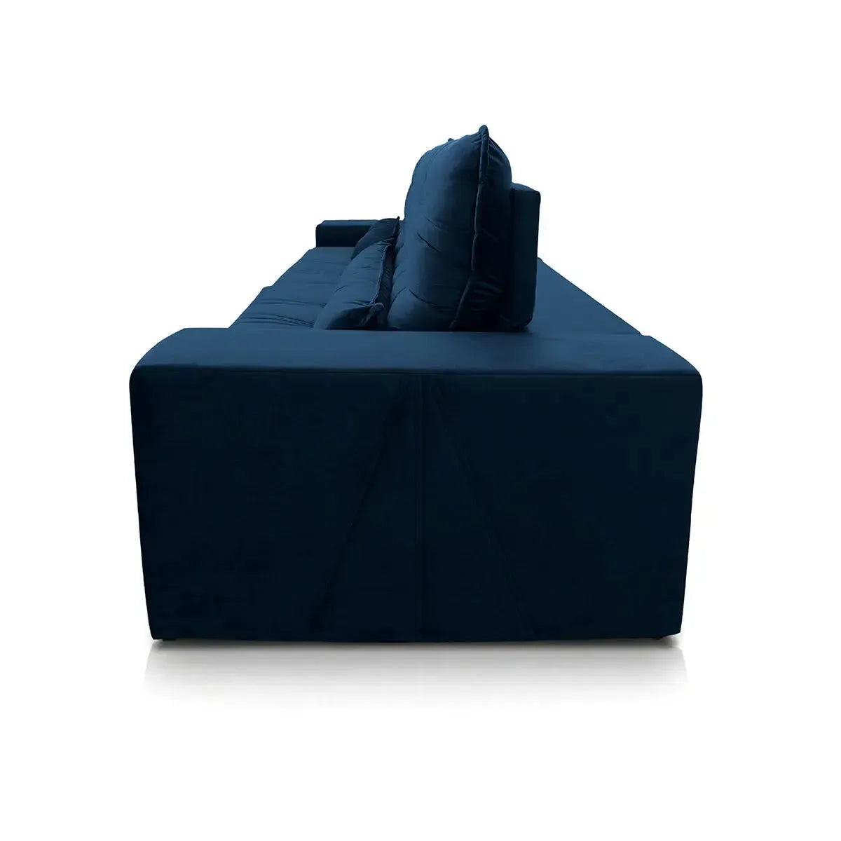 Sofá Retrátil Reclinável Zurique 2,70m Suede Velut Azul Marinho Molas no Assento