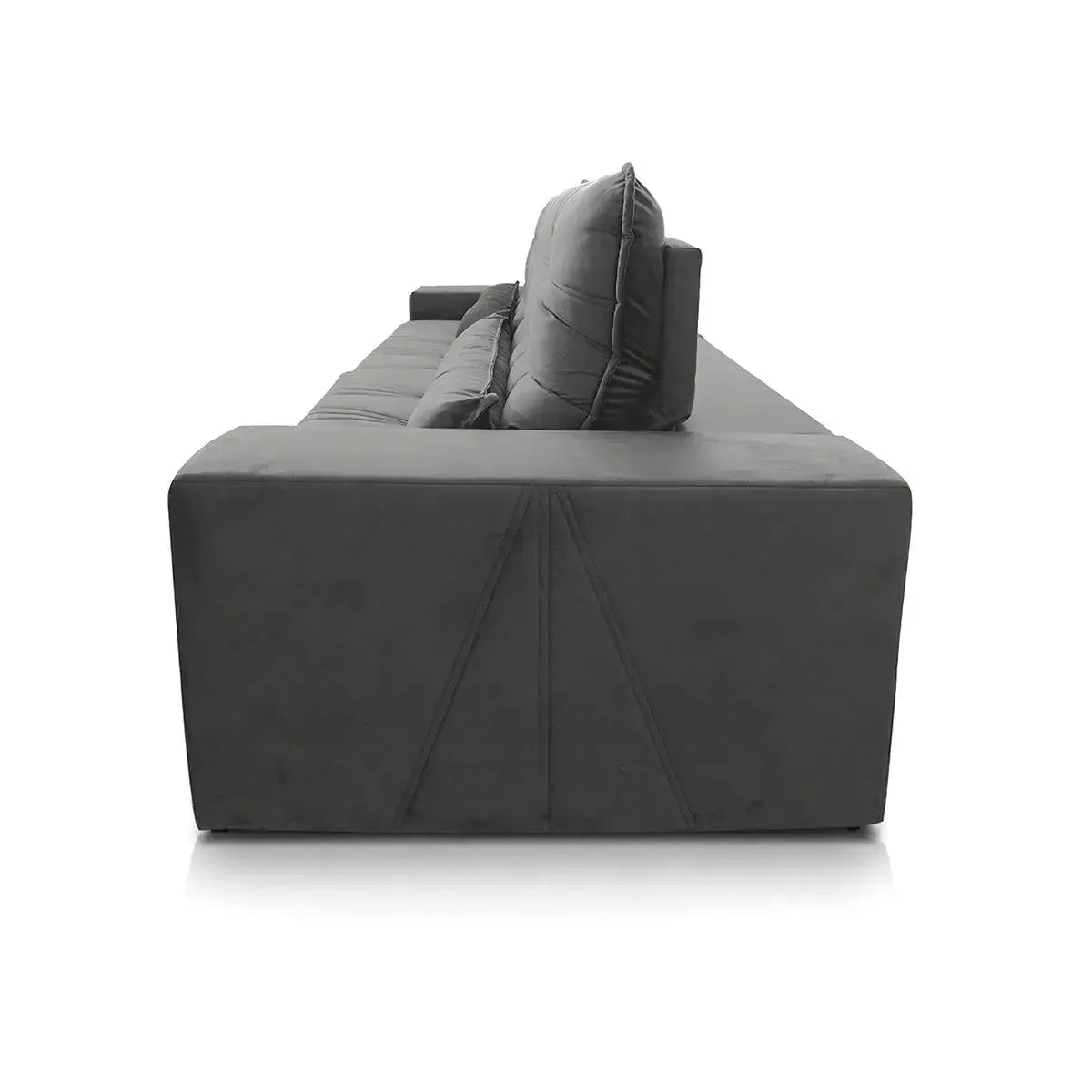 Sofá Retrátil Reclinável Zurique 3,00m Suede Velut Cinza Molas no Assento